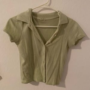 Brandy Melville green button up top